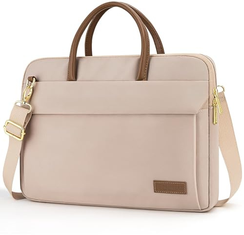 RAINYEAR Bolsa para Computadora Portátil de 14 Pulgadas Compatible con Chromebook para Computadora Portátil Macbook de 13-14 pulgadas, Maletín de Poliéster con Asa y Correa para el Hombro, Caqui