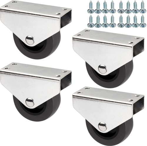 SOTECH 4 Stück Unterbaurollen PASSAU Ø 50 mm inkl. Schraubenset Boden-Montage Transportrollen Kastenrollen Möbelrollen