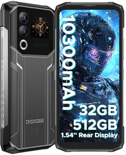DOOGEE Blade20 Ultra Rugged Smartphone, 32GB+512GB with 1.54 Rear Screen, 10300mAh, Android Rugged Phone, 50MP AI Camera, 6.6 HD+, 4G Dual SIM Free Unlocked Mobile Phones, 3 Card Slots/NFC/IP69K