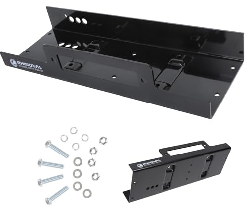 RHINOVAL Universal Winch Mounting Plate, 15000 Lbs Capacity, Black, with Hardware