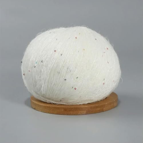 VICIYOO 50 g Spitzen-Mohairgarn mit Pailletten, Häkel-Strickgarn mit weichen Garnen für Pullover, Schals und Handarbeiten