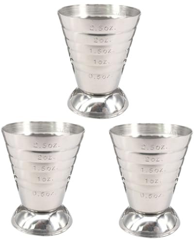 Alipis 3 Piezas vaso medidor taza de tiro de medición barra de jigger barra jigger de onzas Silver
