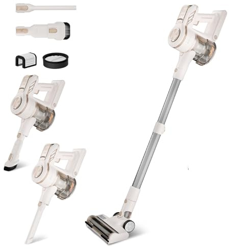MIUI Cordless Upright Vacuum Cleaner, 45000Pa Powerful Suction with Brushless Motor, V-Shaped Anti-Hair Wrap Brush, Dual HEPA Filtration, Detachable Battery, for Carpet, Floor & Pet Hair