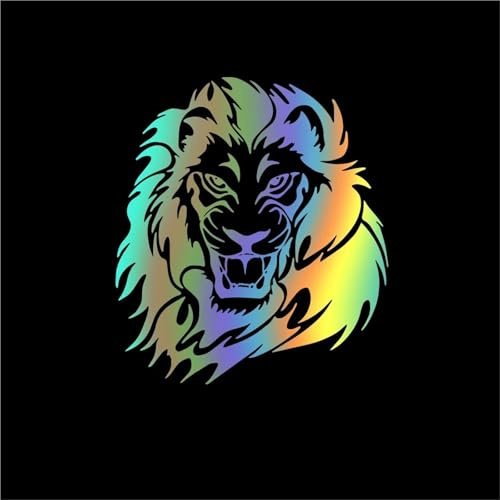 Sharrqing Großer Löwe Autoaufkleber Cool Vinyl Aufkleber for Autos Kopf Löwe Motorabdeckung Windows Dekor Abnehmbare Tier Aufkleber Wandbild(Reflective Laser,S 12cm X 13cm)