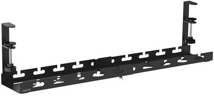 LogiLink KAB0094 - Kabelrinnen-Organizer aus Metall, Untertischmontage, klemmbar und ausziehbar