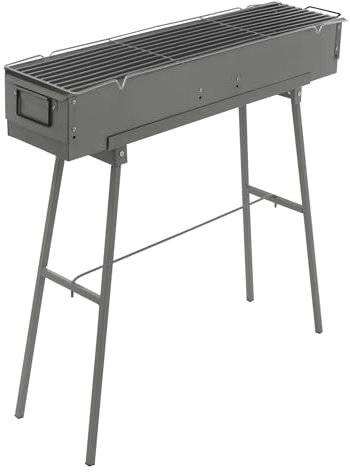 Barbacoa de carbón vegetal, plegable, 80 x 18 x 13 cm, portátil, con patas y parrilla, para camping, jardín, pícnic, fiesta, 35 kg de capacidad de carga