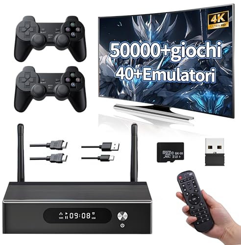 Super Console X3 Pro Console per Videogiochi Emulatore 64G, Console per Videogiochi Retrò con 50000+ Giochi Retrò 40+ Emulatori con EmuELEC4.6& Android & CoreELEC,2 Controller,Supporto WIFI