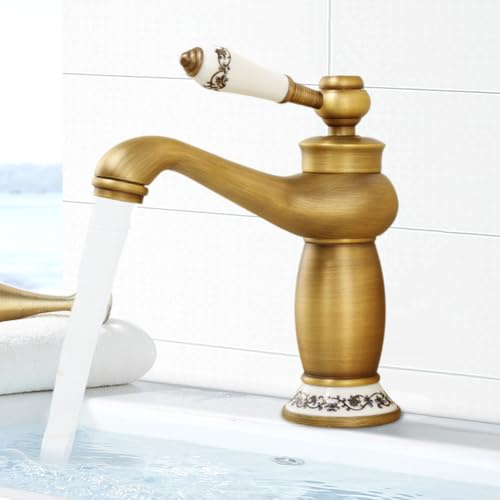 Badarmatur mit Anschlussschlauch, Wasserhahn Retro, Waschbecken Armatur