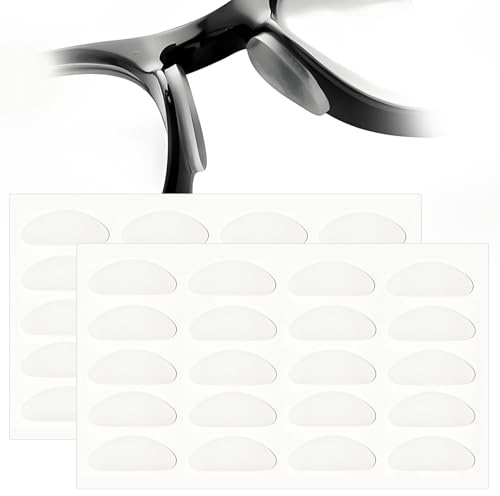 YPYMOD 20 Paar Silikon Nasenpads, D-Typ Rutschfeste Nasenpads Mit Klebender Rückseite, Für Brillen Und Sonnenbrillen (1 mm ultradünn, Weiß)