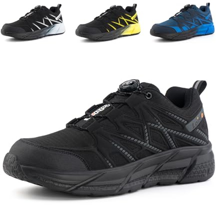 Loiston Scarpe Antinfortunistiche Uomo Donna Scarpe da Lavoro S1 S2 S3 Scarpa Antinfortunistica con Punta in Acciaio Leggere Traspiranti Scarpe Sicurezza Nero EU42