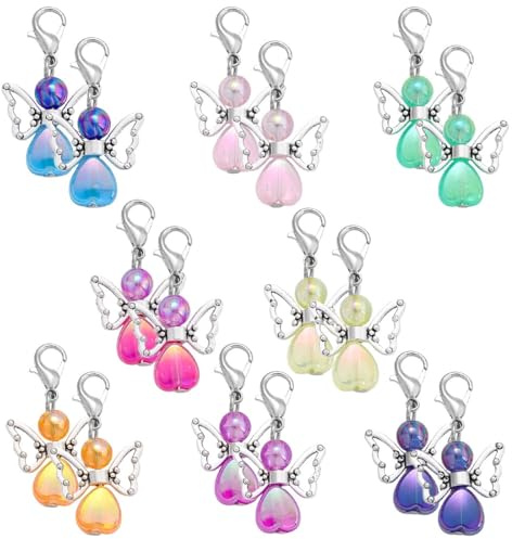 COYUN 16 Stück Schutzengel Anhänger Mini Geschenke, Schutzengel Schlüsselanhänger, Schlüsselanhänger Engel, Perlenengel Anhänger Gastgeschenk für Hochzeit, Mitbringsel Weihnachten, Kommunion Deko
