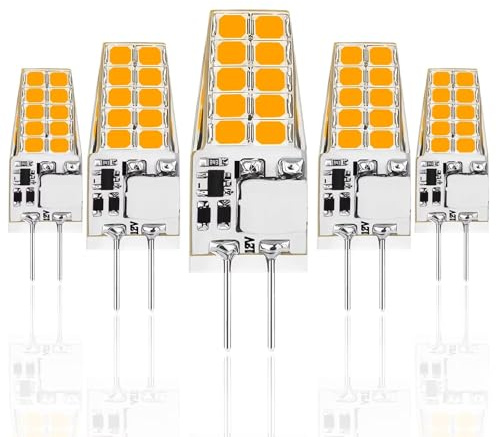 Xinwanhong G4 LED Lampe 5W, LED Birnen G4 Warmweiß 2700K, Ersatz für 50W Halogenlampen, 500LM, 12V AC/DC, LED Stifsockellampen, Kein Flackern Nicht Dimmbar, 5er Pack