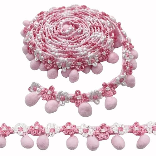 OHYER Blumen Spitzenband bordüre stoff borten und bänder zum nähen borte zum nähen bommelborte spitzenborte quastenborte ribbon weihnachts deko Hochzeitsdekoration Handwerk (Rosa, 3 Yards * 25mm)
