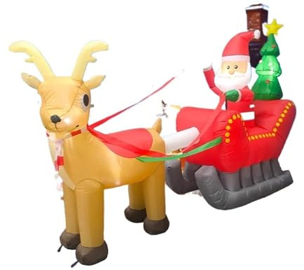 Juguetes inflables, Papá Noel, Coche de Dibujos Animados, decoración navideña, maqueta for Fiestas, Año Nuevo, Accesorios for el jardín(NCH22538-A,UK)