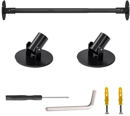 bastone appendiabiti per armadio Asta Telescopica per Armadio, Barra Appendiabiti Montabile e Staffa di Supporto, Asta Armadio Senza Foratura Pareti Piastrelle Vetro(Black,55-75cm(21.6-29.5in))