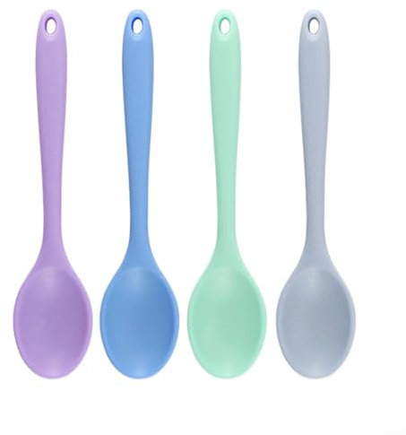 Silikon-Rührlöffel 4er Set zum Backen und Kochen, hitzebeständige und leichte Küchenutensilien (01)