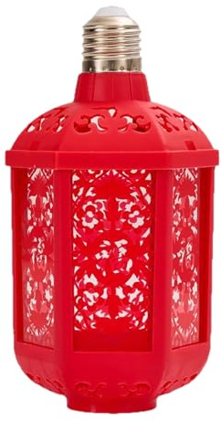 Chinese Sky Lanterns - Paper Lanterns, Chinese Gold Fu Lantern | Chinese New Year Decorations, LED Lamp with Character Projection Effect Fu E27 | Lantern Lights