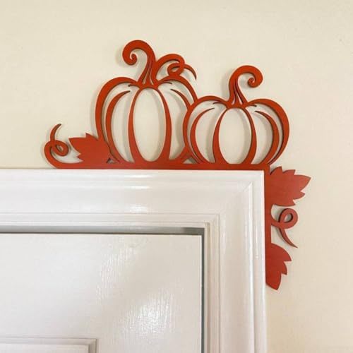 Decoración de pared de otoño, letrero de calabaza de madera, adorno de esquina de Halloween, marco de puerta de Acción de Gracias, para acento rústico, naranja, oficina en casa (3)