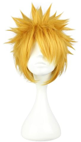 COSPLAZA Cosplay Wigs Kostüme Perücke 30cm kurz Gold Gelb Blond Maennlich Anime Show Fasching Karneval Haar
