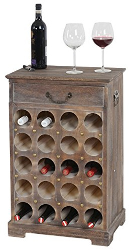 Mendler Weinregal Lucan T324, 76x48x31cm - braun | Flaschenregal, Regal für 20 Flaschen, Shabby-Look, Vintage