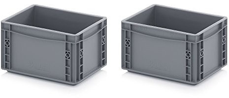 Auer Packaging 2x Eurobehälter 30 x 20 x 17 grau inkl. gratis Zollstock 2er Set