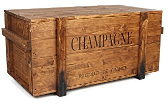 Uncle Joe´s 75770 Truhe Couchtisch Holzkiste Champagne, Vintage, Shabby chic Holz 85 x 45 x 46 cm, Hellbraun