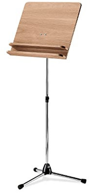 K&M 118/3 Orchesternotenpult mit Notenplatte aus Nuss-Holz – Ausziehbarer Notenständer 68 – 115 cm – Zwei Ablagewinkel