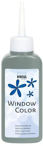 KREUL 42743 - Window Color grau 80 ml, Fenstermalfarbe auf Wasserbasis, mit strukturierter Oberfläche, für Glas, Spiegel, Fliesen und andere glatte Flächen