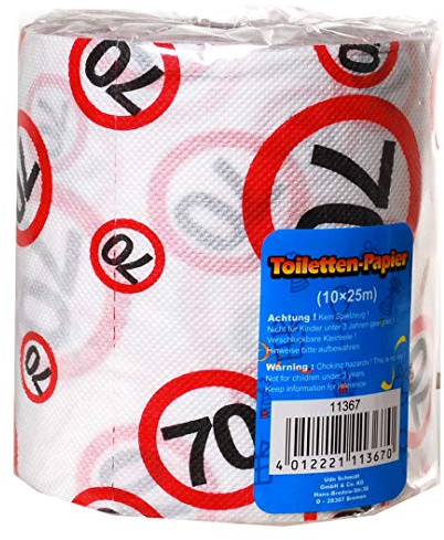 Toilettenpapier 70 Jahre Geschenk für den Geburtstag Länge 25m Klopapier