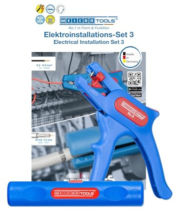 WEICON TOOLS Set d'installation électrique 3 avec pince à dénuder et décapsuleur de câble coaxial