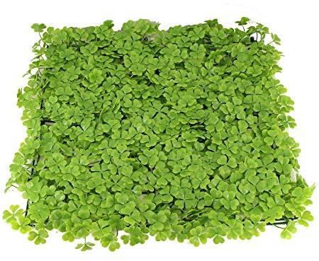 Artificial Hedges Panels,Artificial Boxwood Hedge Mat, Boxwood Greenery Ivy Privacy Fence Screening, Home Garden Outdoor Wall Decoration, 20x20 per pc (12 pcs Pack) (light green four leaf grass)