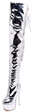 Zw-21 Women's Fashion Zip Round Toe Stiletto Super High Heel Platform Easy Walking Comfortable Overknee Boots for Women White Size: 14 US
