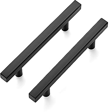 Ravinte 30 Pack 6'' Square Cabinet Pulls Matte Black Stainless Steel Kitchen Drawer Pulls Cabinet Handles 6”Length, 3-3/4” Hole Center