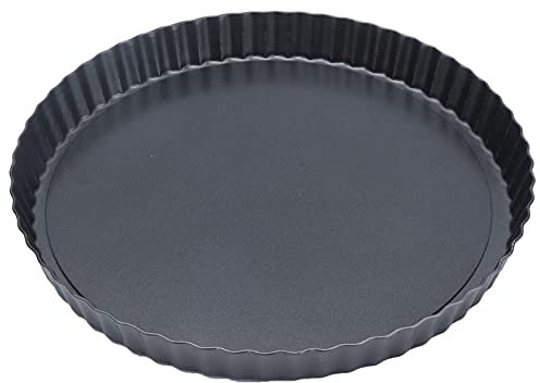 Teglia da forno in acciaio al carbonio da 9 pollici con telaio mobile e bordo ondulato nero antiaderente, per pizza, pollo arrosto, torte(UN)