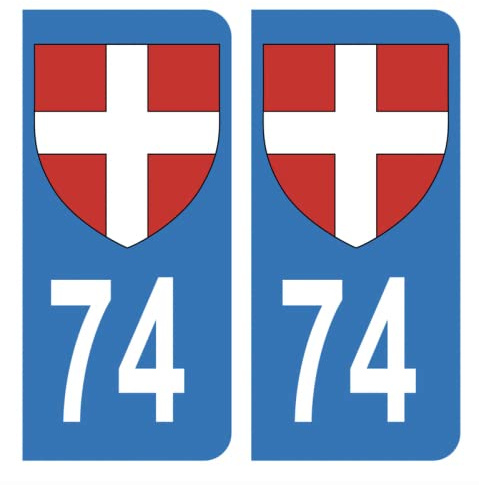 HADEXIA Autocollant Stickers Plaque d'immatriculation Auto Voiture 74 Croix de Savoie