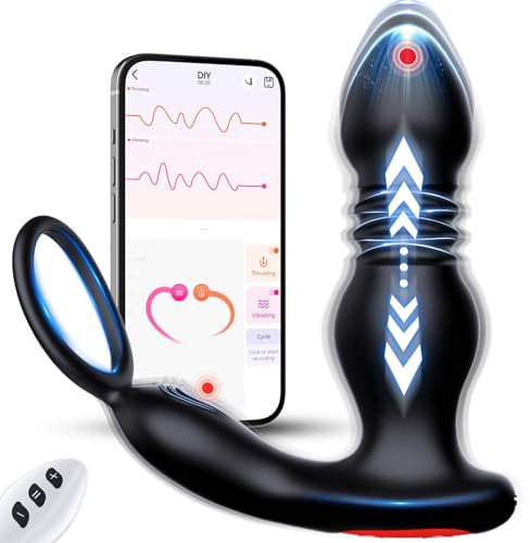 Analvibratoren Prostata Stimulation Männer, Upgraded AI-Intelligenz Schub-Vibration Anal Vibrator Dildo mit Penisring Hodenvibration, Erotisches Sex Spielzeug für die Männer Paare 7x7 Modi Sextoysets