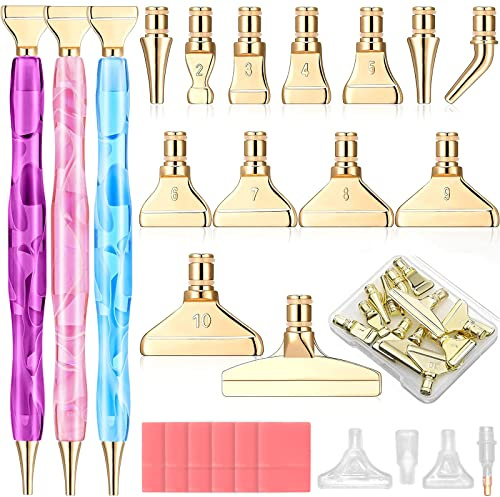 ZYNERY 40 PCS Diamond Painting Pens Kit, 13 PCS Stainless Steel Tips for Diamond Painting Accessories with 12 Clay, Diamond Art Pens 5D Diamond Painting Tools for DIY Craft (Gold)