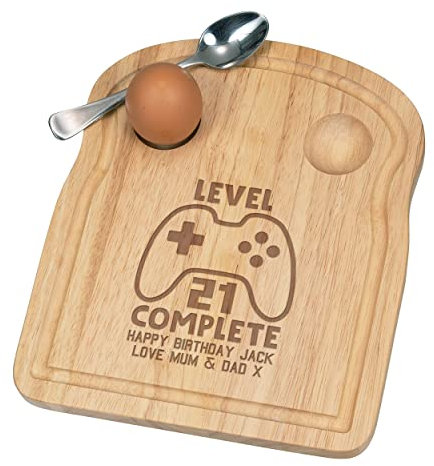 Personnalisé Fofolle Coquetier Board Niveau Complet Anniversaire Tout Nom Petit Déjeuner en Bois Personnalisé Pâques