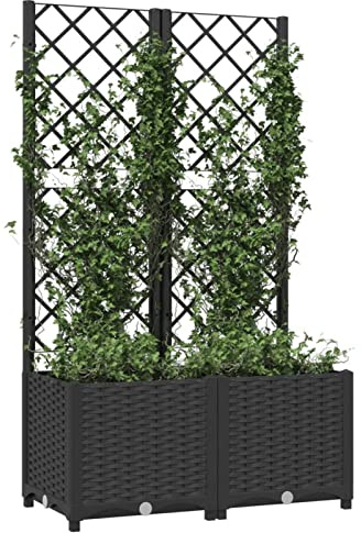 Susany Gecheer Large Outdoor PP Planter with Integrated Trellis, 80x40x136 cm, Black Model318271