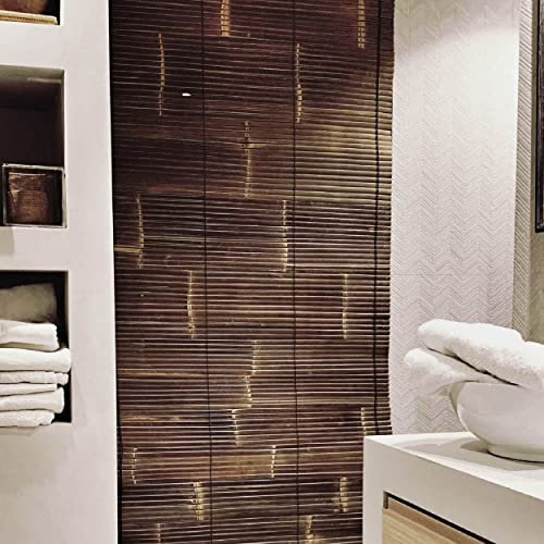 DE-COmmerce Bambusrollo Nigra 200x200 cm Fensterrollo, Jalousie für Innen & Außen, ohne Bohren montierbar, wetterfester Sichtschutz & Sonnenschutz für Fenster & Türen aus Bambus