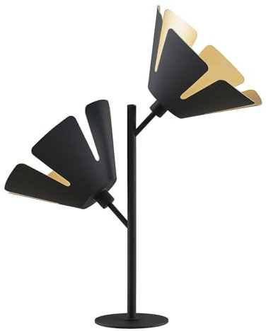Lucande Tischlampe Jemmily (Design, Modern) in Schwarz aus Aluminium (2 flammig E14) - Designer Tischleuchte Schreibtischlampe Nachttischlampe Wohnzimmerleuchte
