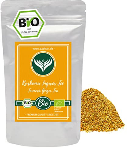 Azafran BIO Kurkuma Ingwer Tee, Gewürztee lose, Kurkumatee mit Ingwertee, getrocknet 250g
