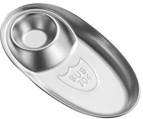 HACLEN Porzellan Pommesschale, Pommesschalen Edelstahl, Pommes Schalen, Mehrweg Wurstschale Würstchenteller Snackschale Für Imbiss,Silber,S