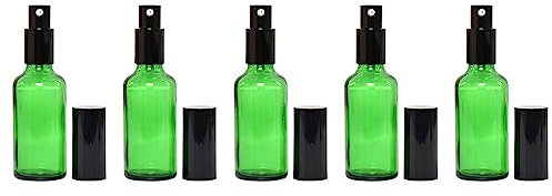 Surakey Botellas de vidrio vacías color marrón, 5 unidades, 100 ml, rellenables, dispensador de loción, botella de cristal verde con bomba de aceites esenciales, botellas de viaje, botellas de loción,