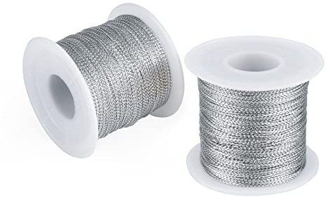 jijAcraft Corda in argento, 200 m, 1 mm, filo d'argento metallizzato, per fai da te, per confezioni regalo, matrimonio, decorazione natalizia (argento)