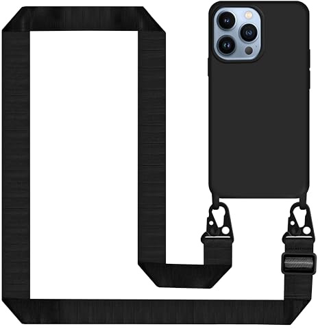 Tawarror Mobile Phone Strap for iPhone 15 Pro Max Case with Strap, Mobile Phone Case for iPhone 15 Pro Max, Silicone Case with Chain, Shockproof Protective Case with Soft Microfibre Lining, Cord for