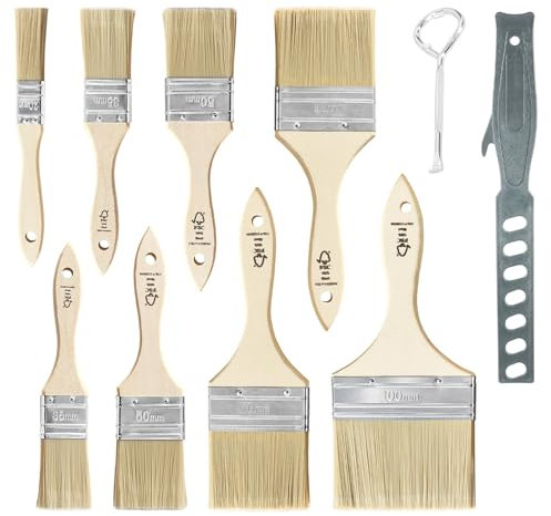 TubeRoo Set di pennelli da pittore, 10 pezzi, 20 35 50 70 100 mm, pennello piatto, pennello per vernice, pennello per vernice, pennello per vernice, vernice per vernici, smalti, oli, vernici acriliche