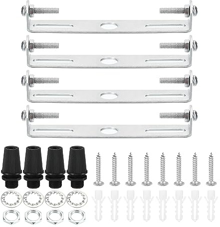 PATIKIL 100mm Support de Fixation Plafonnier, 4 Ensemble Lumière Luminaire Montage Support Plaque Acier Barre Transversale pour suspensions Mur Lumière, avec Vis Rondelle Écrou