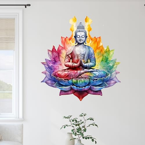 GRAZDesign Wandtattoo Buddha bunt Wandaufkleber Schlafzimmer, Küche & Wohnzimmer - 32x30cm
