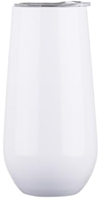 Gteller 6 oz Stainless Steel Champagne Tumbler Stemless Glasses with Lid, Double Wall Insulated Travel Mug Perfect for Wine, Coffee, Drinks, Champagne, Cocktails, Colorful (White)